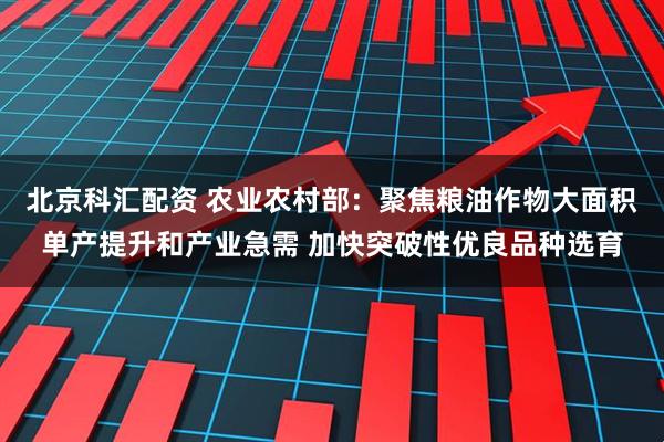 北京科汇配资 农业农村部：聚焦粮油作物大面积单产提升和产业急需 加快突破性优良品种选育