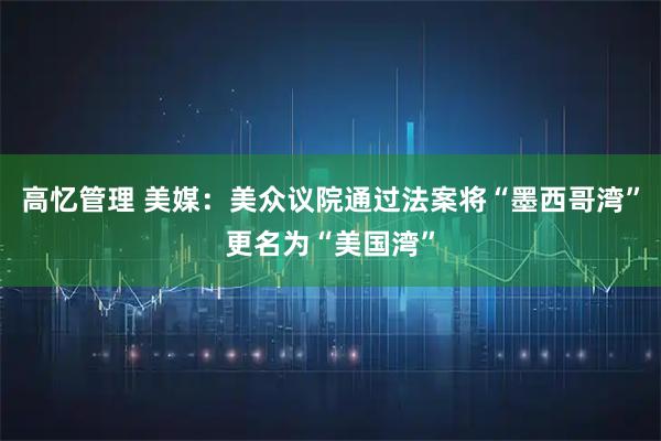 高忆管理 美媒：美众议院通过法案将“墨西哥湾”更名为“美国湾”