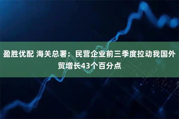 盈胜优配 海关总署:民营企业前三季度拉动我国外贸增长43个百分点