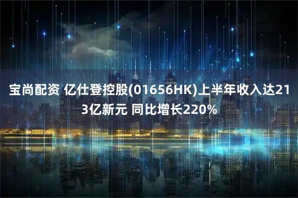 宝尚配资 亿仕登控股(01656HK)上半年收入达213亿新元 同比增长220%