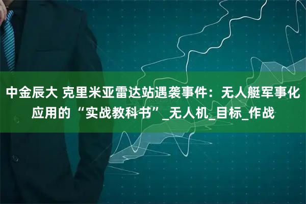 中金辰大 克里米亚雷达站遇袭事件：无人艇军事化应用的 “实战教科书”_无人机_目标_作战